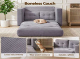 Artiss 2 Seater Corduroy Convertible Sofa Bed Pull Out Boneless Couch Grey SBED-M-FLD05-2S-GY
