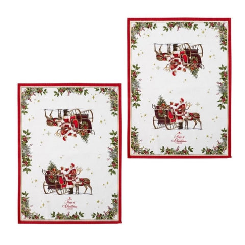 Ashdene Magic of Christmas by Richard Macneil Set of 2 Cotton Kitchen Towels 50 x 70 cm V442-LDE-TEAT-MAGICOFCHRISTMASSETOF2-RED-RE