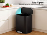 Cefito 30L Pedal Rubbish Bin Kitchen Trash Garbage Waste Can Soft Close Black RB-30L-1C-BK