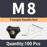 Triangular Knob Nut with Brass Threaded Insert, Ergonomic Hand-Tighten Design for Food Industry, V1341-ZY-L4JPAUDH-M8