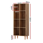 Artiss Bookshelf Bookcase 4 Tiers LEOR Walnut FURNI-Q-BSHELF-05-WD