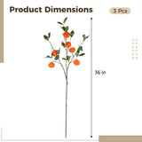 3PCS Artificial Orange Tree Branches, 36" Fake Tangerine Fruit Stems with Leaves, Faux Orange Plant V1369-AZ3-W-08793
