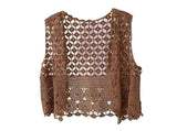 Women Vest Women's Knitted Hollow Vest Retro Crochet Cardigan for Summer Spring Autumn V1189-WXFWAL-20260319-01399