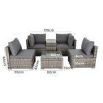 Outdoor Modular Lounge Sofa with Wicker End Table Set V264-OTF-530S-LGR-OTF-507-LGR