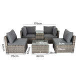 Outdoor Modular Lounge Sofa with Wicker End Table Set V264-OTF-530S-LGR-OTF-507-LGR