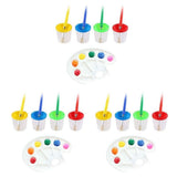 27 Pcs No Spill Paint Cups Set with Paint Brushes and Paint Tray Palette, Paint Cups with Lids for V1192-AZ-W-28751