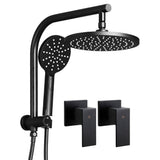 Cefito 9'' Rain Shower Head Set Handheld Round High Pressure Twins Tap Black SHOWER-A1-RO-9-BK-TAP
