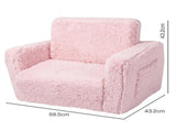 BoPeep Kids Sofa Fold Out Couch 2 In 1 Plush Toddler Lounger for Playroom Pink KD1201-PK-AU