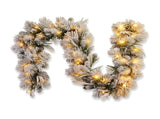 Christabelle 2.74m Alpine Snow Christmas Garland Pre Lit Multi Function LED Timer Flocked Pine 112_WFLAS274