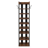 Levede Narrow Shoe Rack Vertical 9-Tier Shoe Storage Organiser Shelf Side Hooks EA0304-BR-9-AU