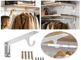 Heavy Duty Metal Closet Shelf Bracket, Integrated Hook Closet Rod Support Bracket For Wardrobe V1369-AZ3-W-14042