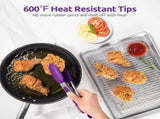 600F Heat Resistant 9in Silicone Tongs with Non Stick Rubber Tips and 10" Kitchen V1258-DP02-C-384
