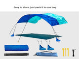 3x3m Blue Portable Wind-Powered Tent Sunshade Canopy Shelter with Sand Anchors for Family V888-ELOSUNG56749