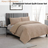 Ardor Hana Champagne Embossed Velvet Quilt Cover Set King V442-INT-QUILTCS-HANA-CHAMPAGNE-KI