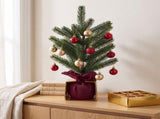 Christabelle 45cm 1.5ft Potted Christmas Tree Decorations Gift Pack Hessian Red Gold Baubles Fe 112_HZ701