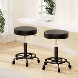 Artiss 2x Salon Stool Round Swivel Chair SALON-B-RD-NEW-BKX2