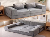 Artiss 5-in-1 Convertible Sofa Bed Floor Mattress Modular Boneless Curved Couch SB-B-COMP-2S-GY