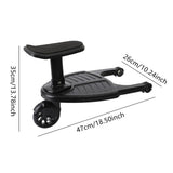 Stroller Board with Seat, Wheeled Pushchair Board, Adjustable Board with Detachable Seat, V1366-AZ2-W-03957