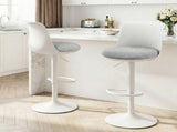 Artiss 2x Bar Stools Kitchen Swivel Gas Lift Counter Dining Chair Curved White BA-BB-8097C-WHX2