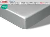 Accessorize 400TC Grey Bamboo Cotton Fitted Sheet 40cm Wall King Single V442-HIN-FITTEDS-BAMBOOCOTTON40CM-GREY-KS