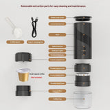 Portable Espresso Machine - Travel Espresso Maker for Both Coffee Ground & Capsules - Battery V1192-AZ-W-7837