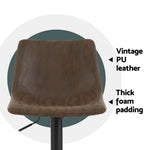 Artiss 4x Bar Stools Vintage Leather Swivel Gas Lift Brown BA-K-0224-BRX4