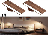 Battery Operated Wall Sconces Set of 2, Rechargeable Wood Wall Lights, Stick On V1263-JX-5776