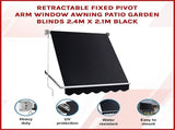 Retractable Fixed Pivot Arm Window Awning Patio Garden Blinds 2.4m x 2.1m Black V63-842711