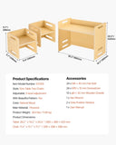 VEVOR Weaning Table and Chair Set Montessori Toddler Desk with 2 Chairs Wood V952-ETDNZY265201MXF9VV0