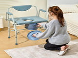 Commode Chair, Bedside Commode with Drop-Down Arms and Detachable Backrest, 5-Level Adjustable V952-WLKBSGYZD1009SMAXV0