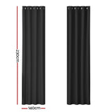 Artiss 2X Blockout Curtains Eyelet 140x230cm Black BC-MATT-140X230-BK
