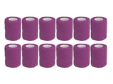 12Pcs Bandage Wrap Natural Latex Elastic Self Adhesive Wrap for Cows Dogs Horses 10cm Purple V1294-YM0523-3111220104715