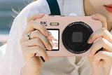 5K HD Dual Screen Digital Camera Point and Shoot Selfie Camera with LED Fill Light - Pink V1263-JX-6753-2