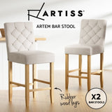 Artiss 2x Bar Stools Linen Upholstered Chairs UPHO-C-BAR-6066-BGAX2