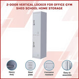 2-Door Vertical Locker for Office Gym Shed School Home Storage V63-832441