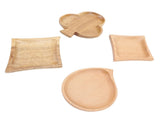 Wooden Serving Tray Japanese Style Decorative Appetizer Platter Set for Kitchen Countertop Set of 4 V1294-YM0901-3118240114311