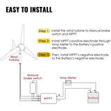 Wind Turbine 400Watt Wind Turbine Generator DC 12V Wind Turbine Generator 3/5 Blades with Controller V952-400WYCWXFLFDJ0001V0