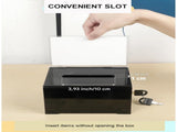 Black Acrylic Donation Box with Lock, Ballot Slot and Removable Sign Holder, 15.7 x 11.5 x 10.2 cm V1188-MS-731-131