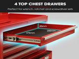 BULLET Pro 5 Drawer Tool Box Cabinet Chest Storage, with 1-Door Toolbox Garage Organiser Set, Red V219-TOLCHTBU5CRA