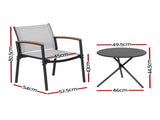 Gardeon 3PC Outdoor Bistro Set Table and Chairs Steel Dining Chair Patio Furniture Textilene ODF-BISTRO-TEX-GE