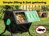 Gardeon Compost Bin 65L Composter Tumbler Rotating Outdoor With Sliding Door CBIN-SING-GNBK