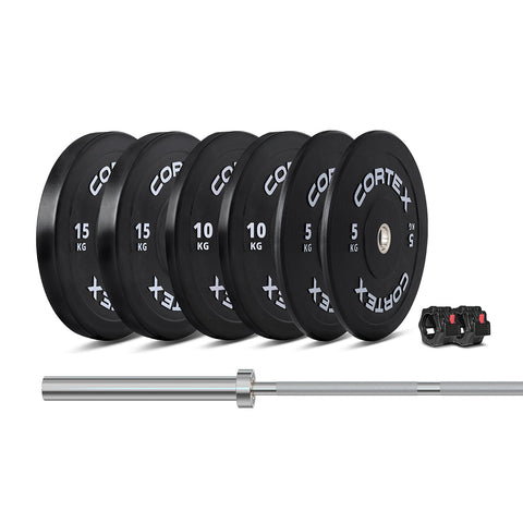 CORTEX 75kg Black Series V3 Bumper Plate Set with ATHENA100 Barbell V420-CSWP-OBPV3ST-E