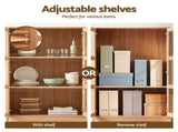 Artiss Buffet Sideboard Cabinets X2 180cm Hutch Storage Kitchen Drawer Door Wood FUR-C-GLASS-SID180-WD-ABCX2