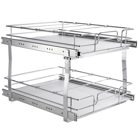 VEVOR 2 Tier 20"Wx21"Dx15"H Pull Out Cabinet Organizer, Heavy Duty Slide Out Pantry Shelves, Steel V952-HGS220W21D15HSW3PV0