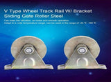 2pcs 2" V Type Wheel Track Rail W/ Bracket Sliding Gate Roller Steel V1294-YM0722-JYA03049
