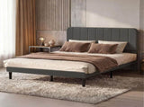 Levede Double Bed Frame Upholstered Adjustable Headboard Bed Platform Dark Grey BF1083-DGY-AU