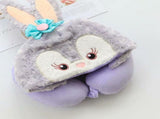 Hooded U Shaped Pillow Cute Cartoon Travel PP Cotton U Shaped Neck Pillow for Airplane Seat Purple V1294-YM0716-3117220096911
