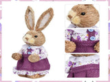 2 Pcs Handmade Straw Bunny Woven Standing Bunny Statue Decor for Indoor Child Party Purple V1294-YM0901-250120FB05-1