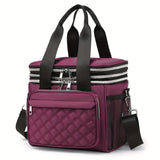purple Large Capacity Travel Bag / Lunch Bag. Expandable 5cm, Multi-Compartment Storage, V1232-WCB003