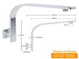 WELS Chrome 8" 200mm SUS Square Rainfall Shower Head Brass Gooseneck Wall Arm Set V1233-A602KSS108